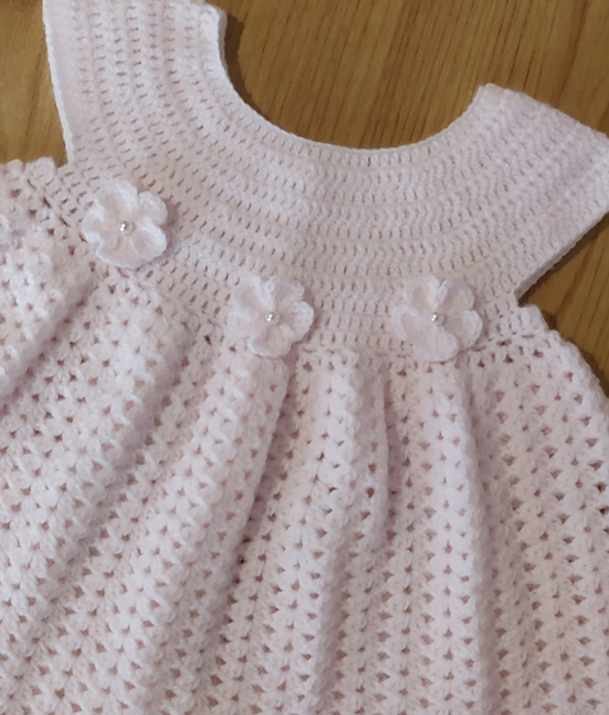 Vestido a Crochet para Bebé 0 a 3 Meses