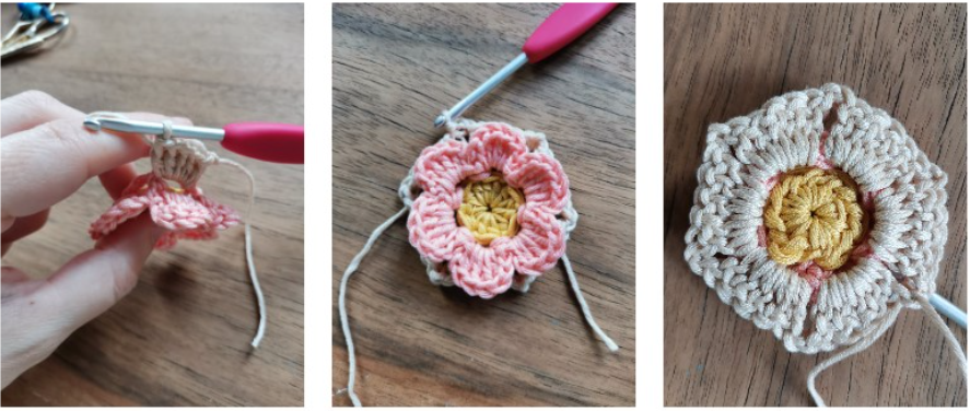 Flor Hexagonal en Crochet 3D