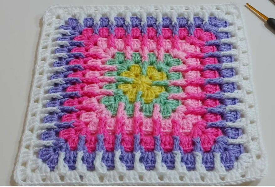 Solid Granny Square Blanket