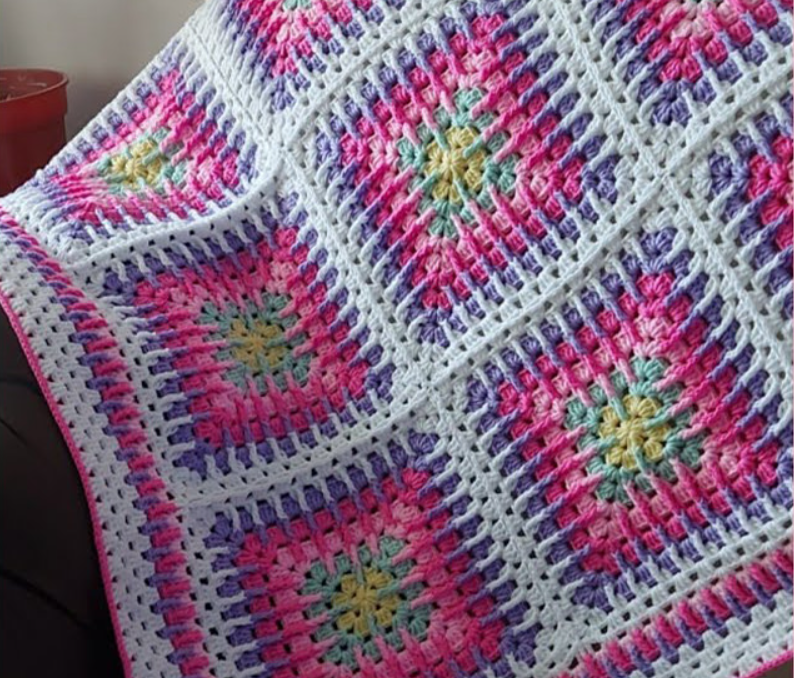 Solid Granny Square Blanket