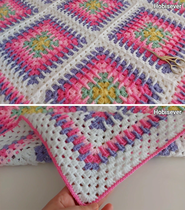 Solid Granny Square Blanket