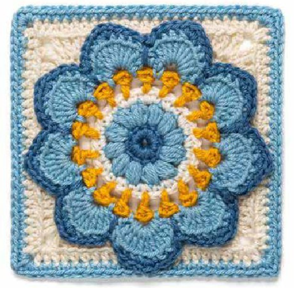 Peacock Feather Puff Square Crochet Pattern