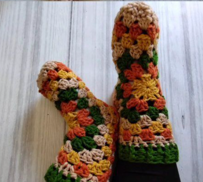 Easy Crochet Hexagon Granny Slippers Free Pattern