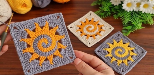 Crochet Tutorial: Spiral Sun Granny Square